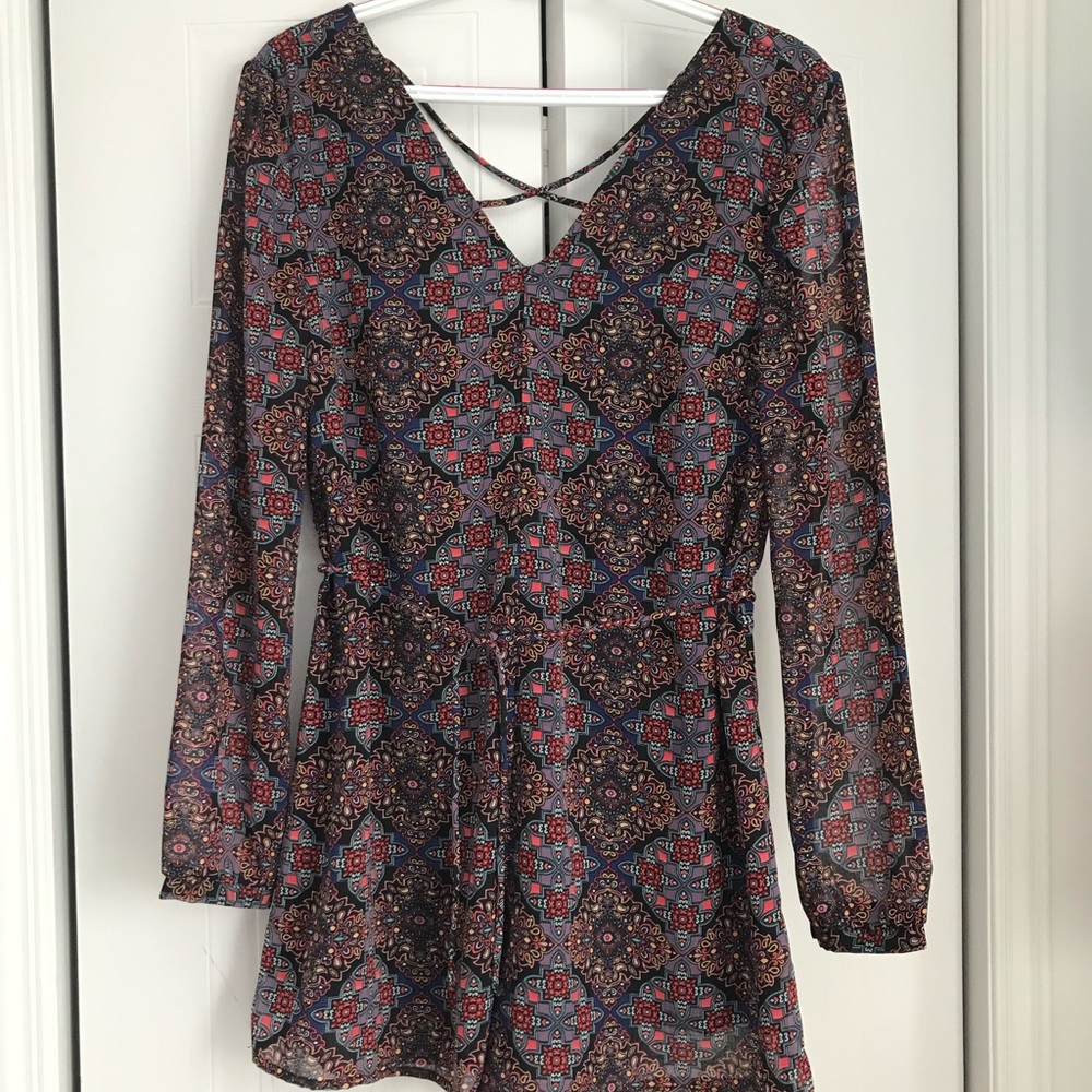 Long-Sleeve Printed Romper